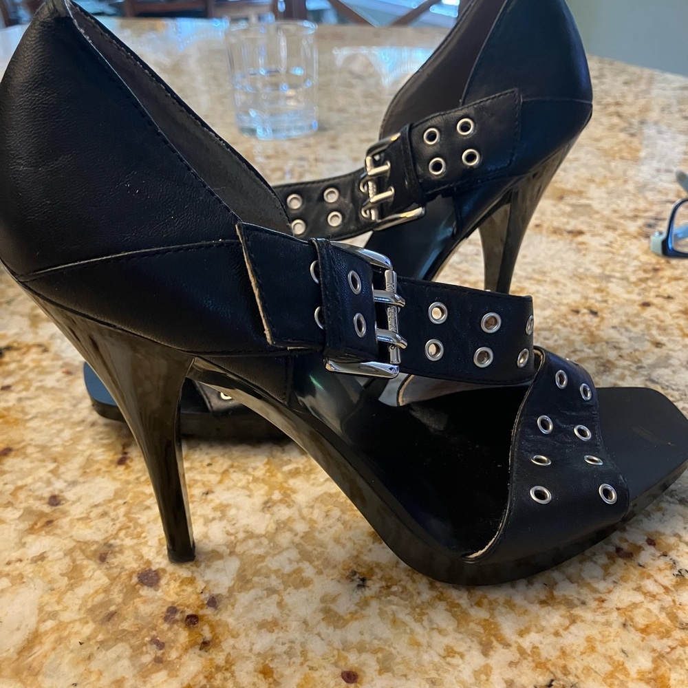 Michael Kors black moto inspired heels 9.5.  NWOT